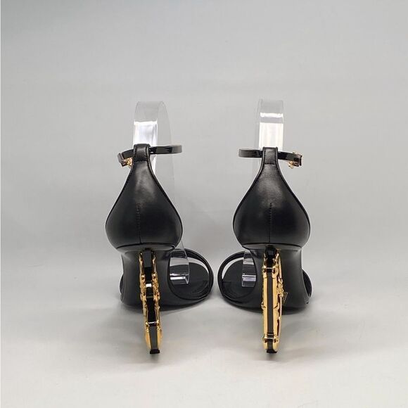 Dolce&Gabbana Sculpted-Heel Baroque DG Leather Sandals size 38 - Picture 6 of 14